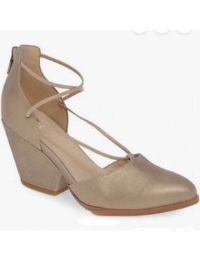 Eileen Fisher Poet Metallic Suede Criss-Cross D'Orsay Pumps.